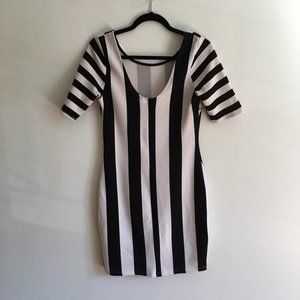 Vertical Black & White Striped Dress